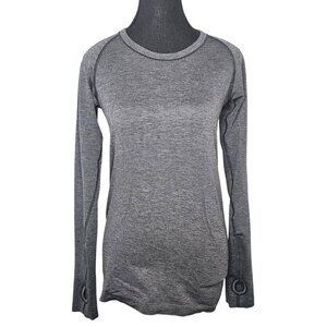 Lululemon Swiftly Tech Long Sleeve Crew Heathered Dark Slate Size 8 Hip Length